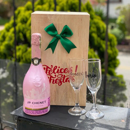 Ancheta Regalo Navidad Con Copas Felices Fiestas