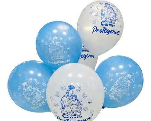 Globo Bomba Virgen Del Carmen R12 X 50 Und Azul Y Blanco