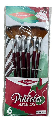 Juego De Pinceles Abanico X 6 Tamaños Café