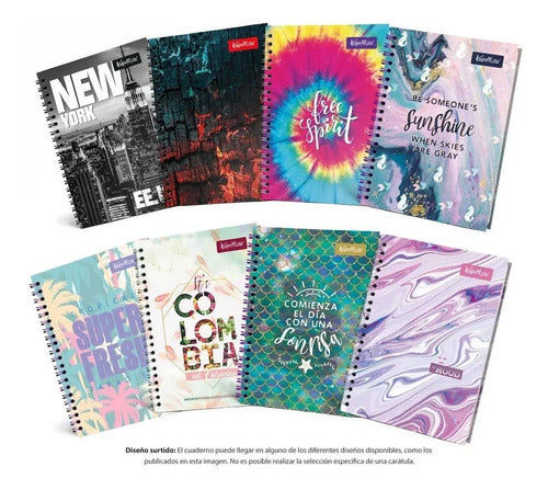 Cuaderno Grande Argollado Cuadriculado Mujer 80 Hjs X 6 Pcs