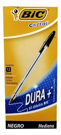 Esfero Bic Cristal Negro X 12 Transparente
