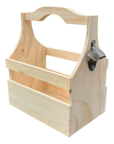 Canasta Madera Cervecero Con Destapador  25x16x28cm Madera Canasta