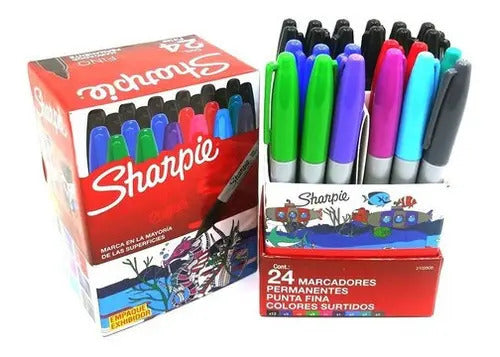 Marcadores Permanente Sharpie Fino Exhibidor X 24 Unid