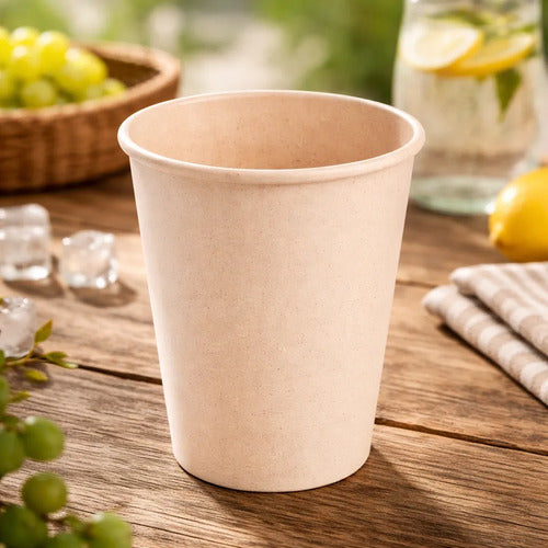 Vaso Ecológico De Caña 16 Oz Paquete X 50 Unidades Caqui Caña