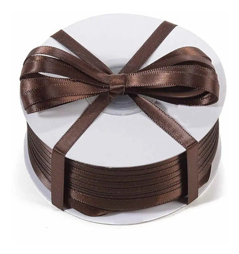 Cinta Cafe Oscuro Raso Tela Satín Moños 100 Mts X 7mm Café Oscuro