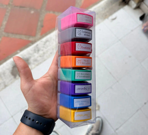 Sellos Didácticos Para Maestros Calificación  X 8 Unidades Negro Multicolor