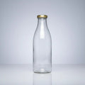 Botella De Vidrio Tipo Lechero Con Tapa 1.000ml  Tapa Dorada