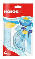 Kit Geométrico Regla 15 Cm Transportador, Escuadra 45° Y 60°