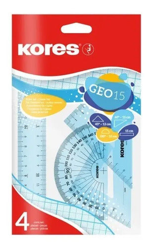 Kit Regla 15 Cm Transportador, Escuadra 45° Y 60° X 3 Pcs