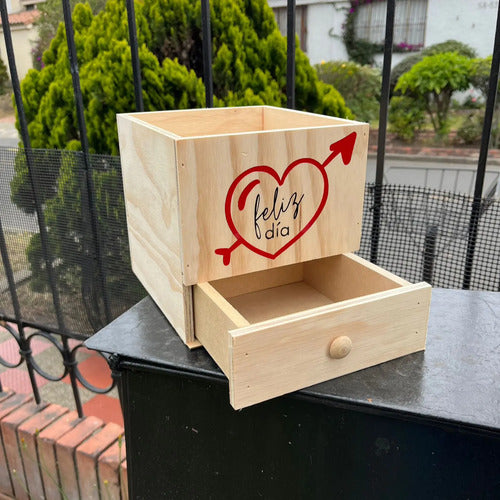 Caja De Madera Para Regalo Ancheta Amor Y Amistad 20x20x18cm Madera