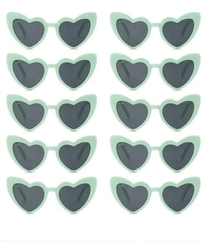 Gafas De Lentes Negros En Forma De Corazón X 10 Pcs Verde Claro Corazón