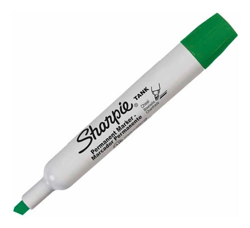 Marcador Permanente Verde Sharpie Punta Cincel X 3 Unidades
