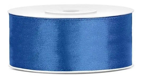 Cinta Azul Oscuro Raso Tela Satín Moños 25 Mts X 3.5 Cm  Azul Oscuro