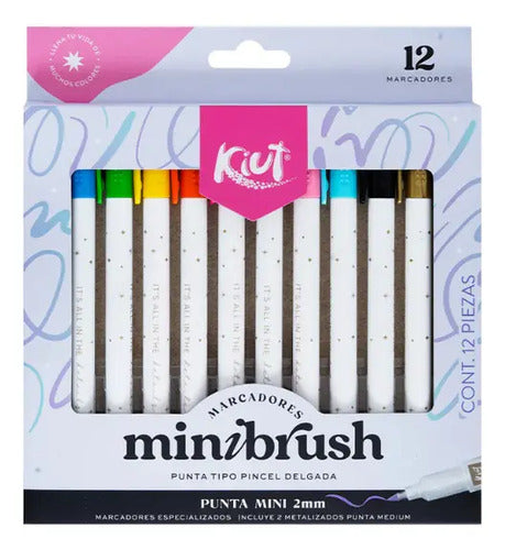 Marcadores Punta Pincel Delgado Kiut Minibrush X 12 Colores Minibrush