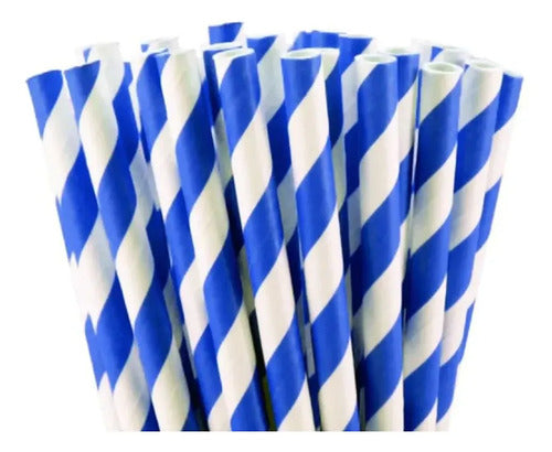 Pitillo Papel Diámetro 8mm X Largo 20cm Azul - 200 Pcs Azul