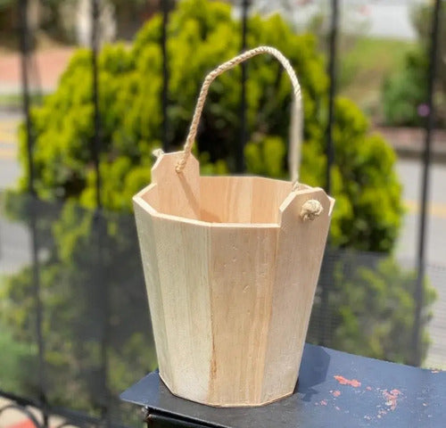 Caja Decorativa Balde Pino Regalo 20x20 Cm  Madera