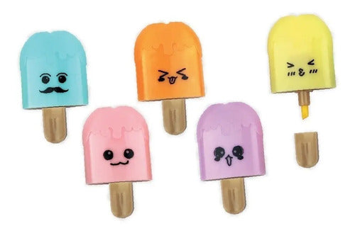 Resaltador Mini Forma De Paleta X 4 Colores Pastel
