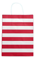 Bolsa Papel Rojo Kraft Manija 33x25.5x13cm - 10 Unidades Rojo Rojo Rayas