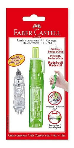 Cinta Correctora Faber Castell Retráctil + Repuesto