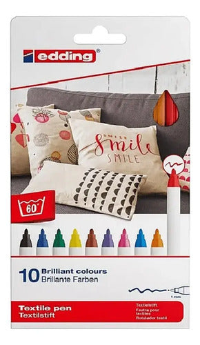 Marcador Textil Marca Edding X 10 Colores
