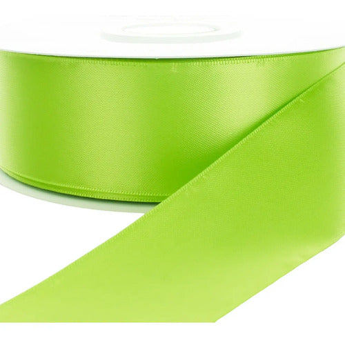 Cinta Verde Biche Raso Tela Satin Moños 25 Mts X 3.5 Cm Verde Lima 3.5cm