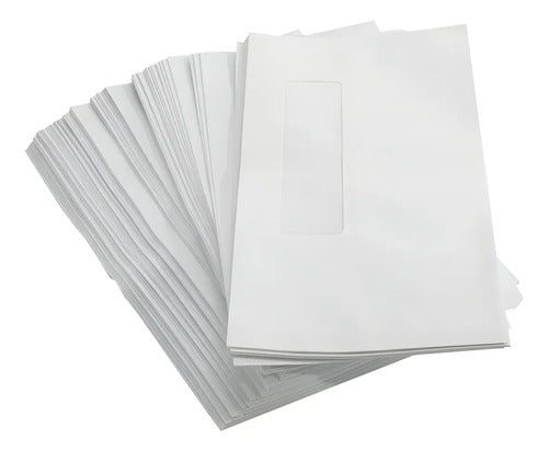 Sobre Blanco Con Ventanilla Postal Tamaño 23x12cm - 100und Blanco