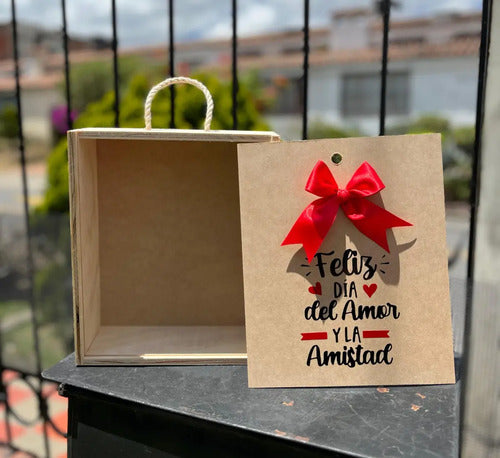 Caja Tapa Corrediza Madera Regalo Amor Y Amistad 28x24x9cm Madera Amor Y Amistad