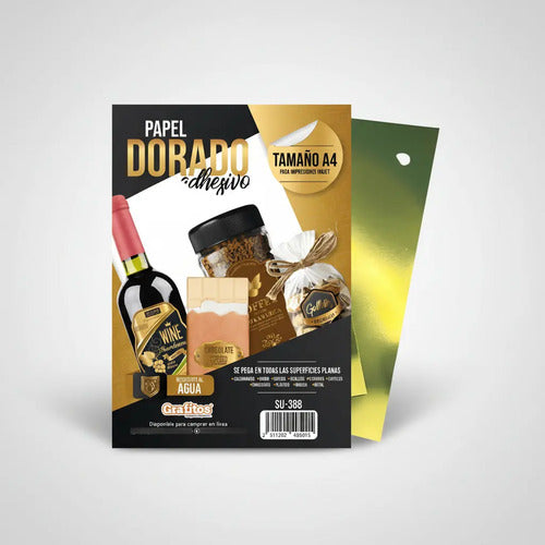 Papel Adhesivo Dorado Tamaño A4 - 20 Hojas Dorado Oscuro