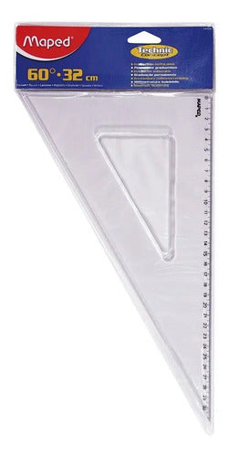 Escuadra X 3 Unidades Plástica 60° X 32 Cm + Escuadra Mini