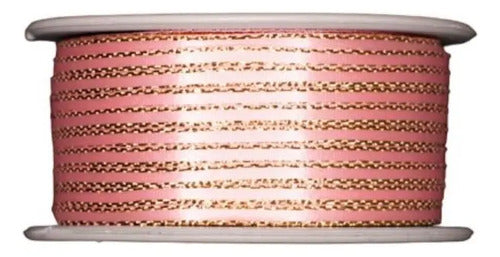 Cinta Lurex Oro Color Rosado Medio Raso Tela 100 Mts X 3mm Rosado Medio