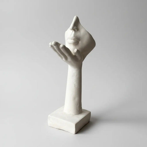Rostro Decorativo Cerámica En Crudo 17x5x5cm Blanco