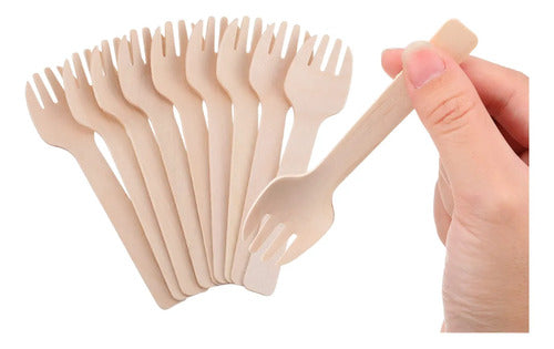 Tenedor Mini En Madera Para Entradas 10.5cm X 100 Unidades Madera