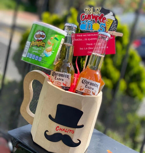 Regalo Ancheta Hombre Vaso Madera Bigote