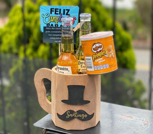 Regalo Ancheta Hombre Vaso Madera Bigote