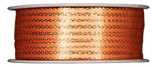 Cinta Lurex Oro Color Naranja Raso Tela 100 Mts X 3mm Naranja Oscuro 3mm