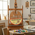 Set De 12 Pinceles Artísticos Y Paleta Mezcladora En Madera Amarillo
