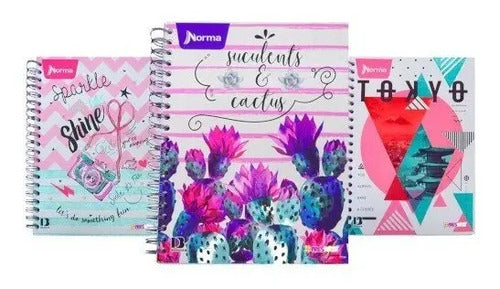 Cuaderno Grande Argollado Cuadriculado Mujer 80 Hojas