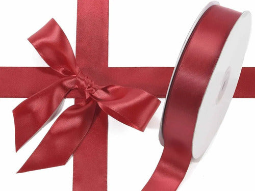 Cinta Vinotinto Raso Tela Satín Moños 50 Mts X 2.5 Cm  Rojo