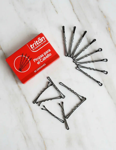 Pinza O Gancho Para El Cabello Triton X 80 Unidades Negro