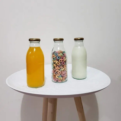 3 Pcs Botella De Vidrio Bebidas Con Tapa 400 Ml