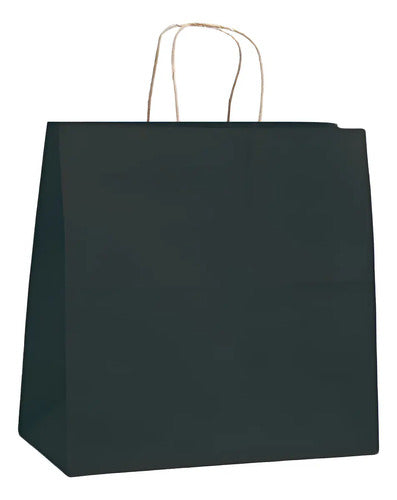 Bolsa Papel Negra Kraft Manija 33x33x17cm - 50 Unidades Negro Bolsa Manija