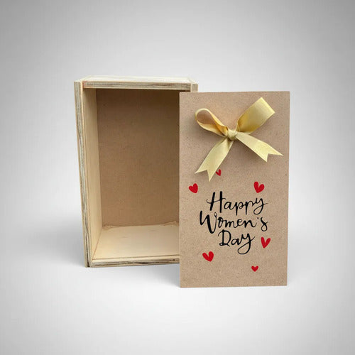 Caja Tapa Corrediza Madera Regalo Día De La Mujer 25x15x9cm Madera Día De La Mujer