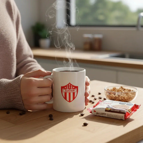 Regalo Mug Taza Junior De Barranquilla Rojo Escudo